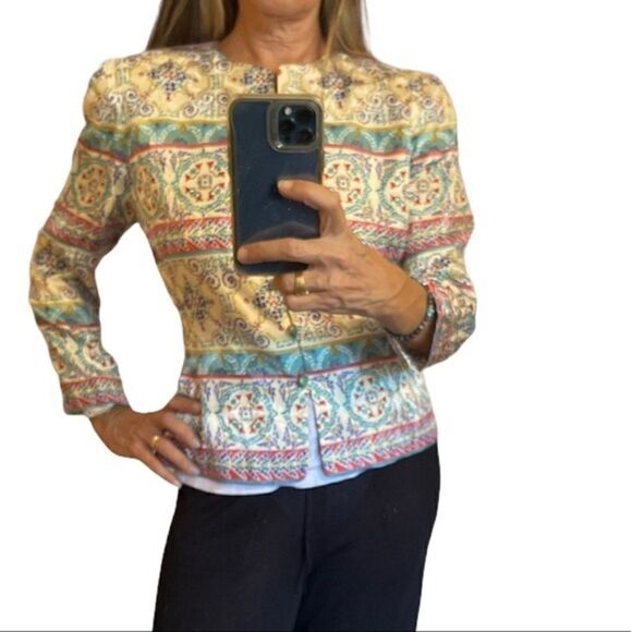 3/$25 ADRIANNA PAPELL Vintage Silk Long Sleeves Blazer.Size 8 - Picture 3 of 15